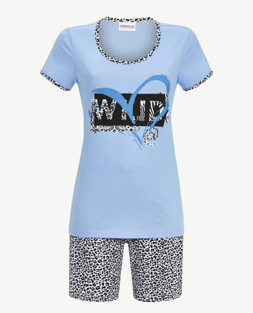 Ringella - Shorty-pyjama ronde hals - korte broek - Print bleu
