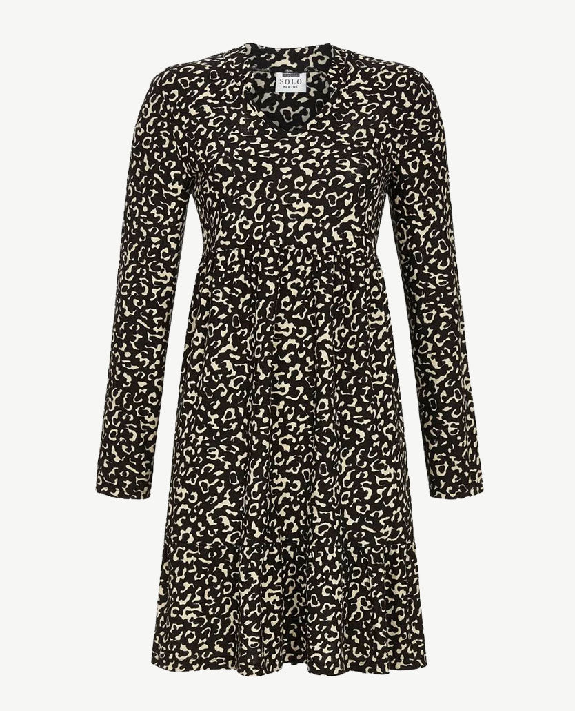 Ringella Nacht-loungehemd - Fleece - Dessin camel, beige en zwart