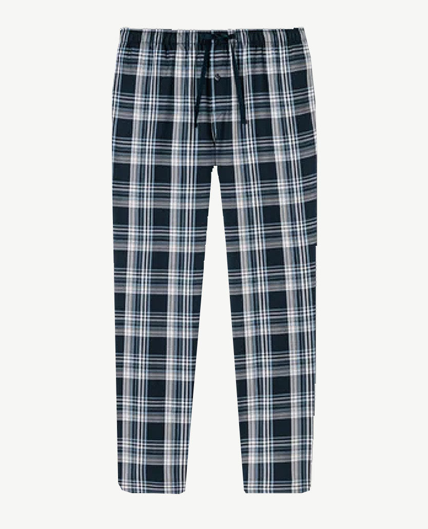 Schiesser - Herenpyjama / loungebroek - ruitje blauw, wit en beige