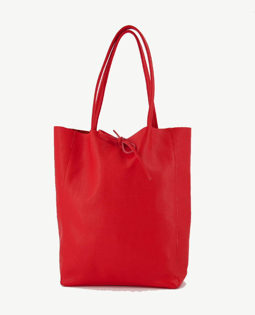 Schoudertas - Shopper - Leer - Medium - Oranjerood
