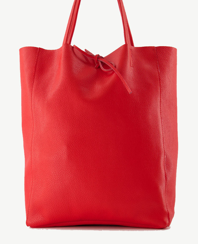 Schoudertas - Shopper - Leer - Medium - Oranjerood