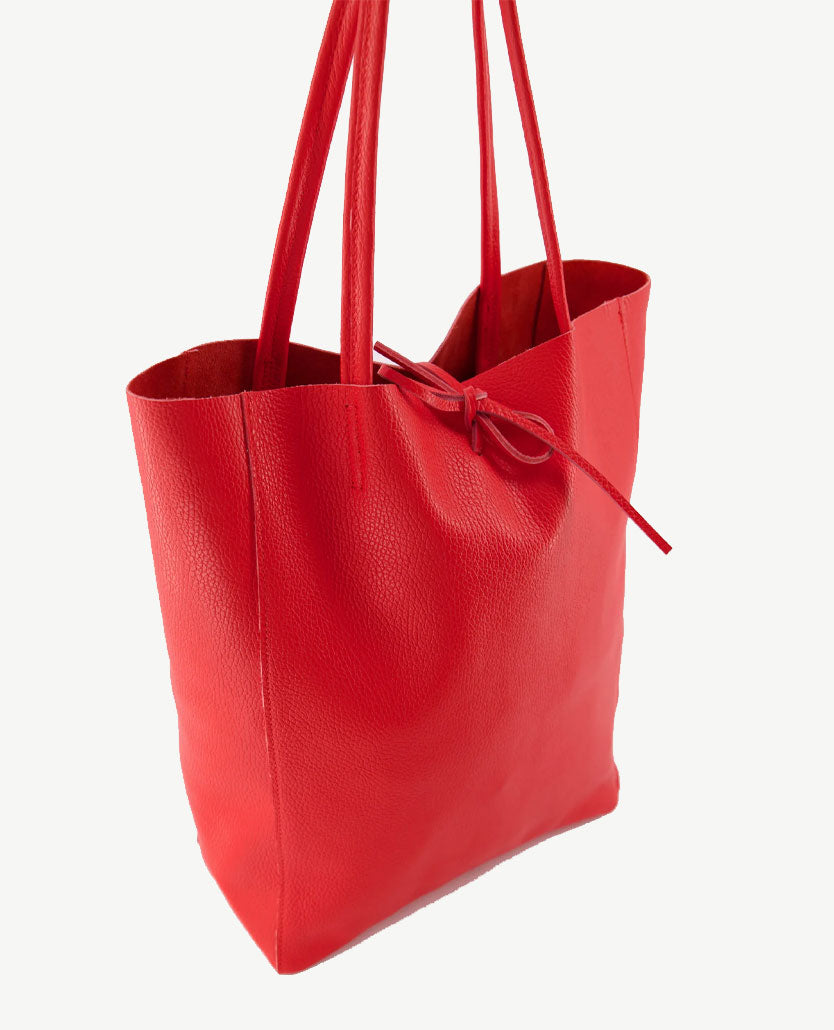 Schoudertas - Shopper - Leer - Medium - Oranjerood