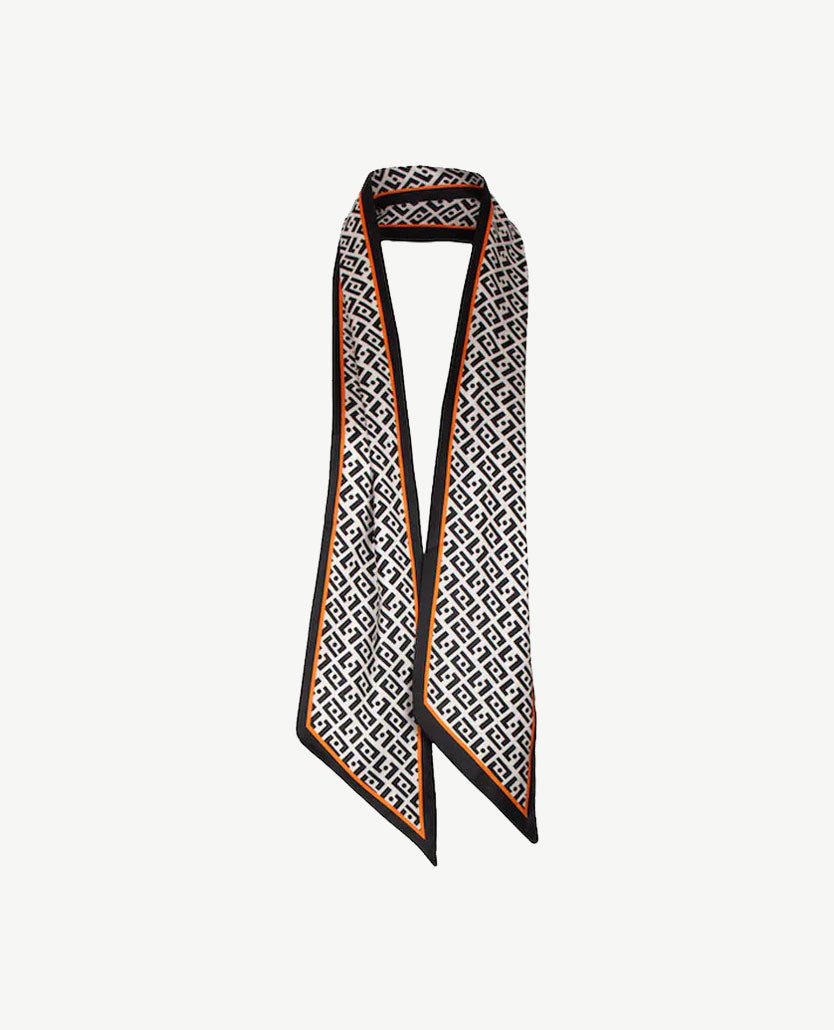 Shawl - Lang  en smal - Dessin zwart, wit en oranje