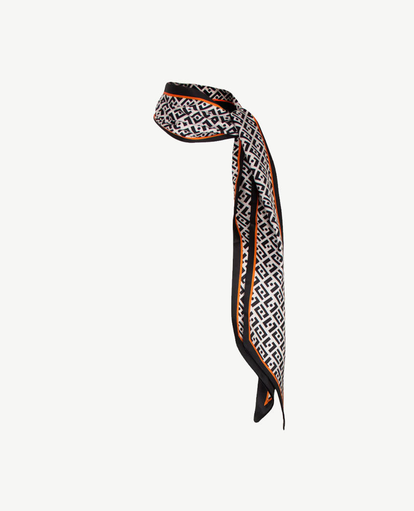 Shawl - Lang  en smal - Dessin zwart, wit en oranje