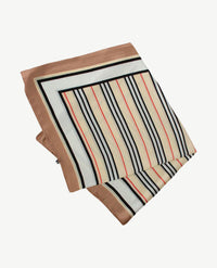 Shawl - Ruitje - Streep in ecru, zwart, camel en rood
