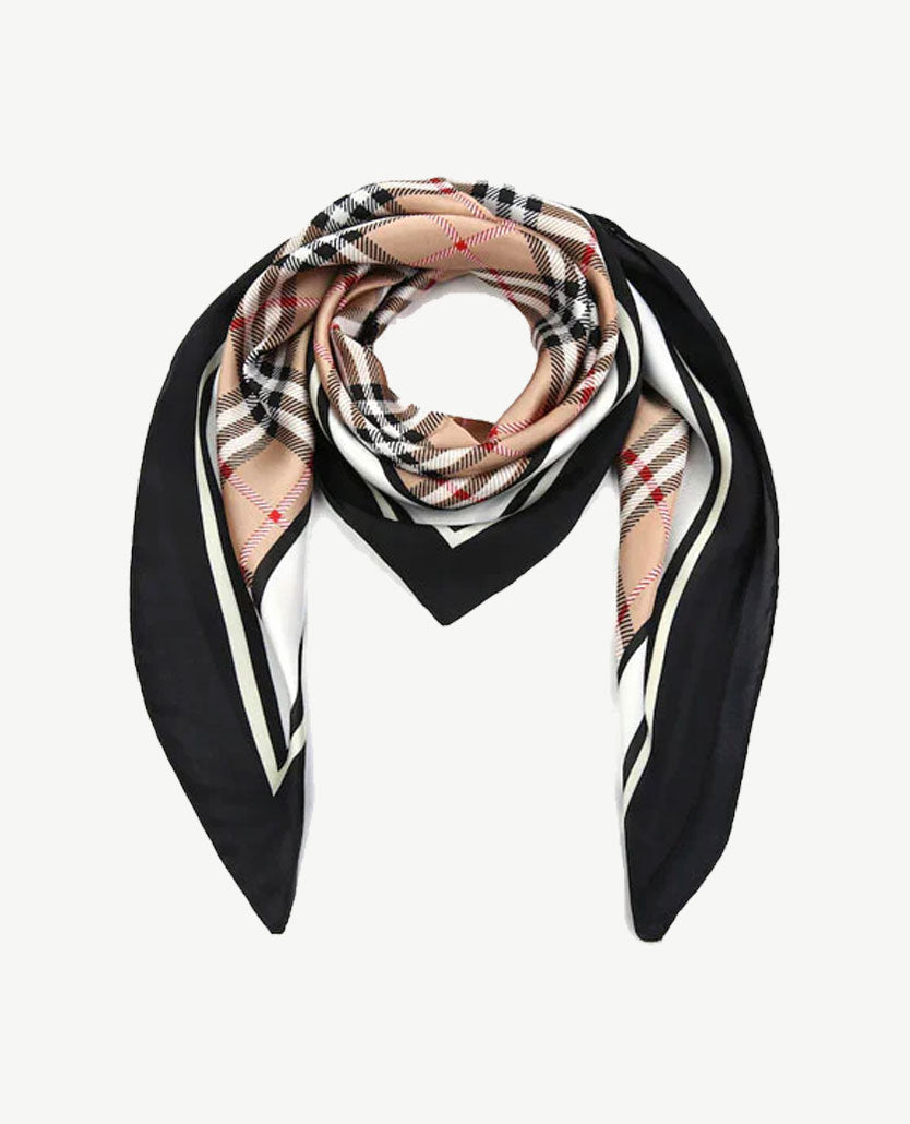 Shawl - Ruitje - Zwart, wit, beige en rood