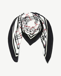 Shawl - Ruitje - Zwart, wit, off-white en rood