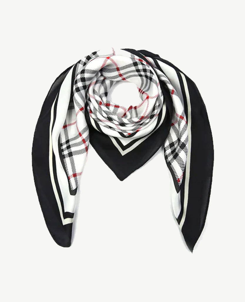 Shawl - Ruitje - Zwart, wit, off-white en rood
