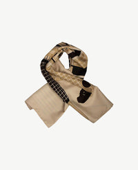Shawl - 'Paard' - Beige, off-white  en zwart