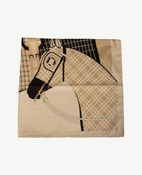 Shawl - 'Paard' - Beige, off-white  en zwart
