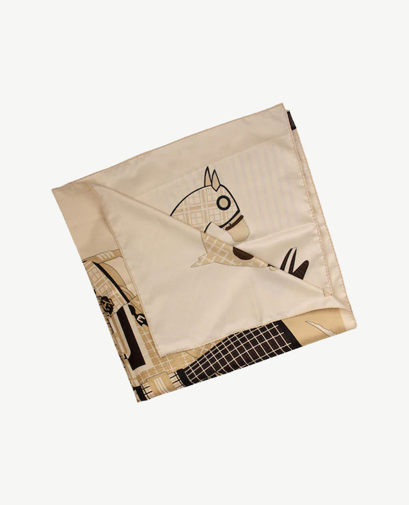 Shawl - 'Paard' - Beige, off-white  en zwart