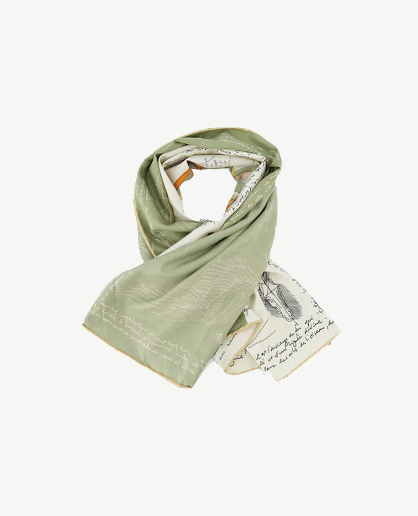 Shawl - 'Paard' - Khaki, off-white, geel, beige, oranje en zwart
