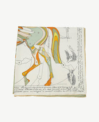 Shawl - 'Paard' - Khaki, off-white, geel, beige, oranje en zwart