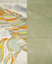Shawl - 'Paard' - Khaki, off-white, geel, beige, oranje en zwart