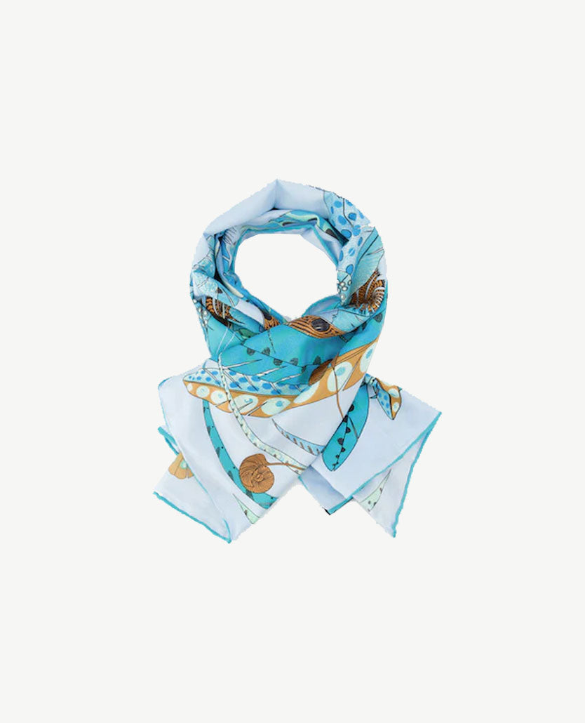 Shawl - 'Veren' - Blauwen met groen, zwart en wit
