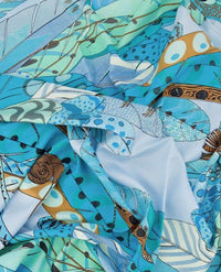 Shawl - 'Veren' - Blauwen met groen, zwart en wit
