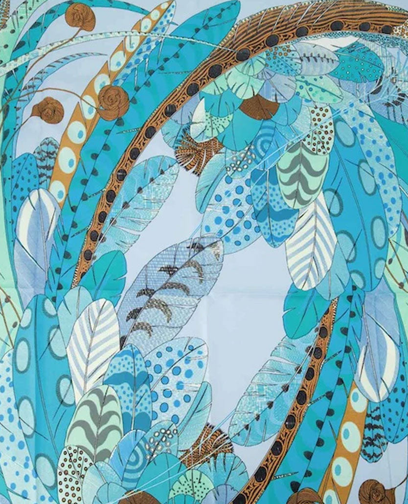 Shawl - 'Veren' - Blauwen met groen, zwart en wit