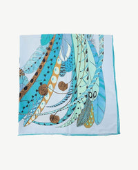 Shawl - 'Veren' - Blauwen met groen, zwart en wit