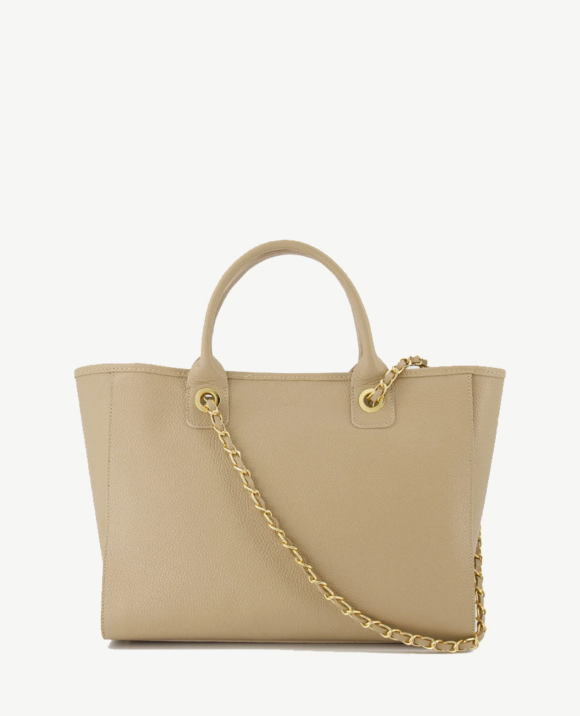 Beige tas leer sale