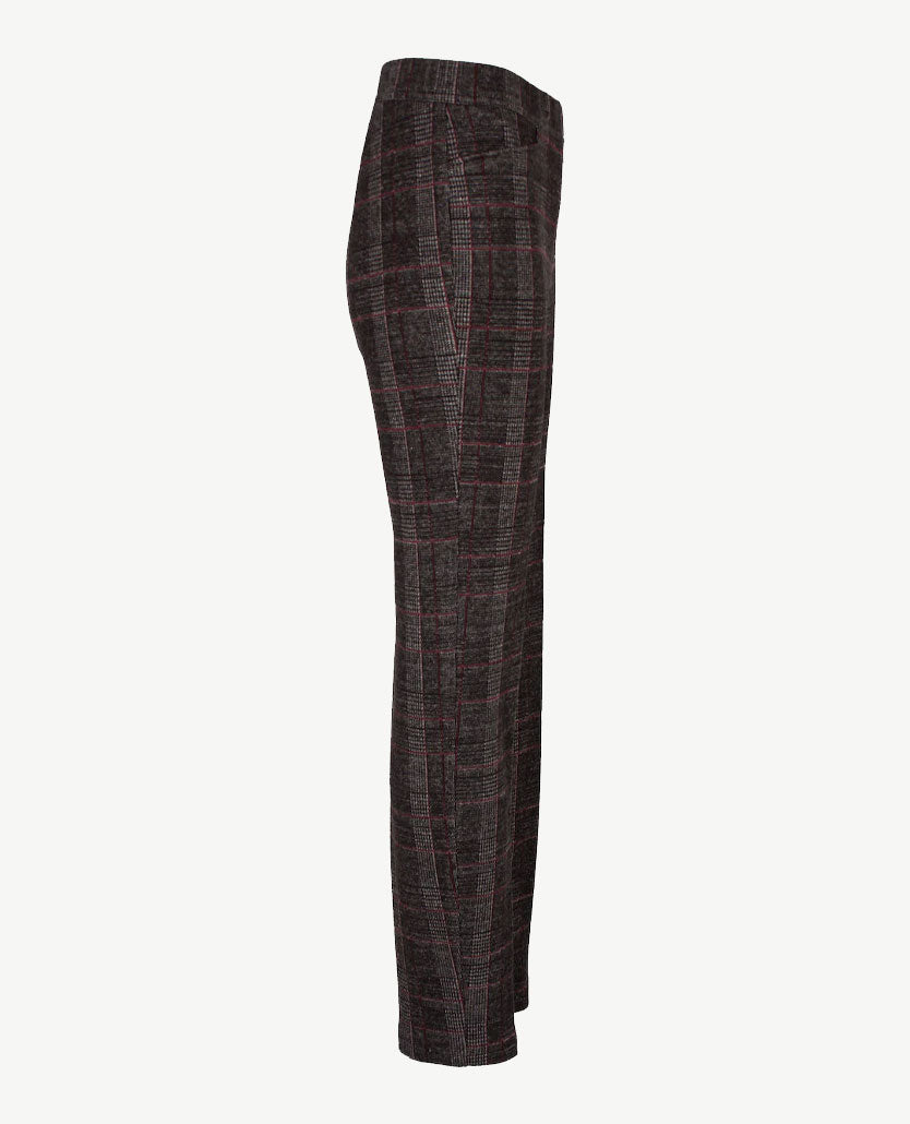 Toni Dress - Elastiek rondom - Alice - Jersey hip ruitje - Korte lengte - Antraciet/grijs/bordeaux