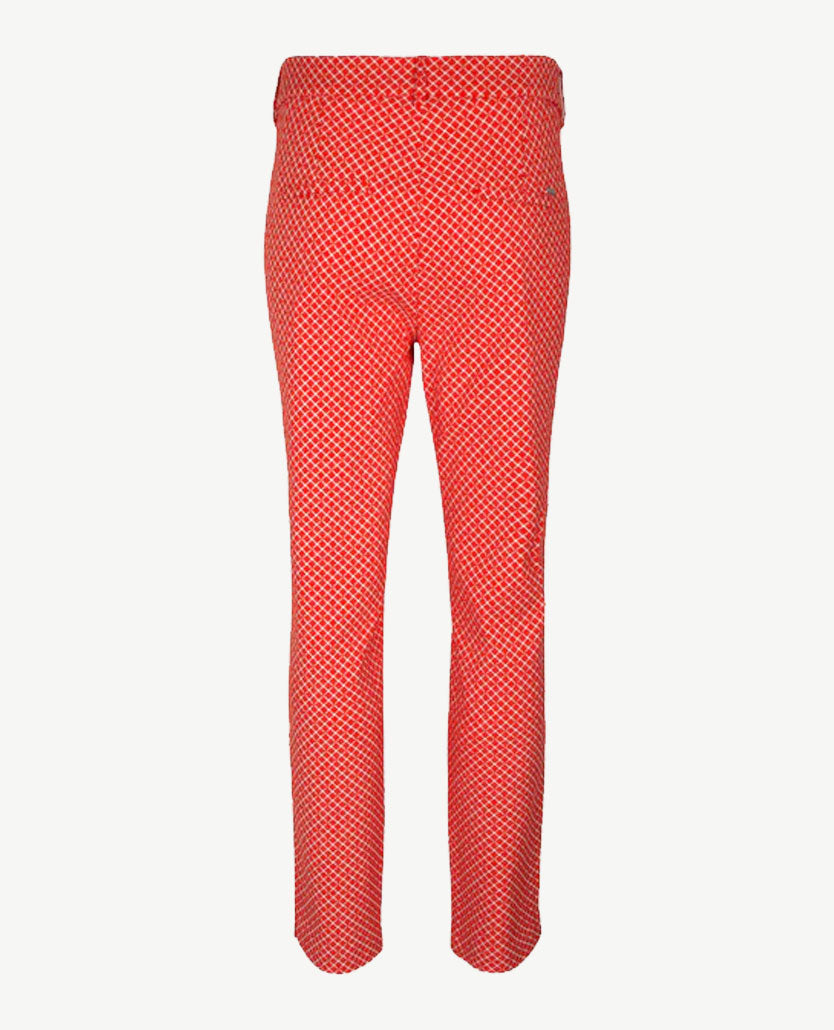 Toni - Elastiek rondom - Jenny Business - Dessin carré rood met wit