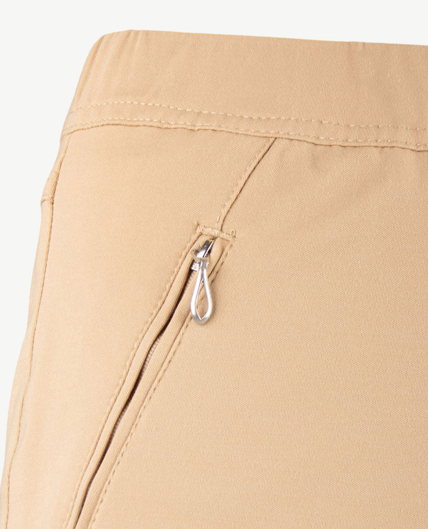 Toni - Alice zip - Elastiek rondom - Jersey - Donker beige - Korte lengte