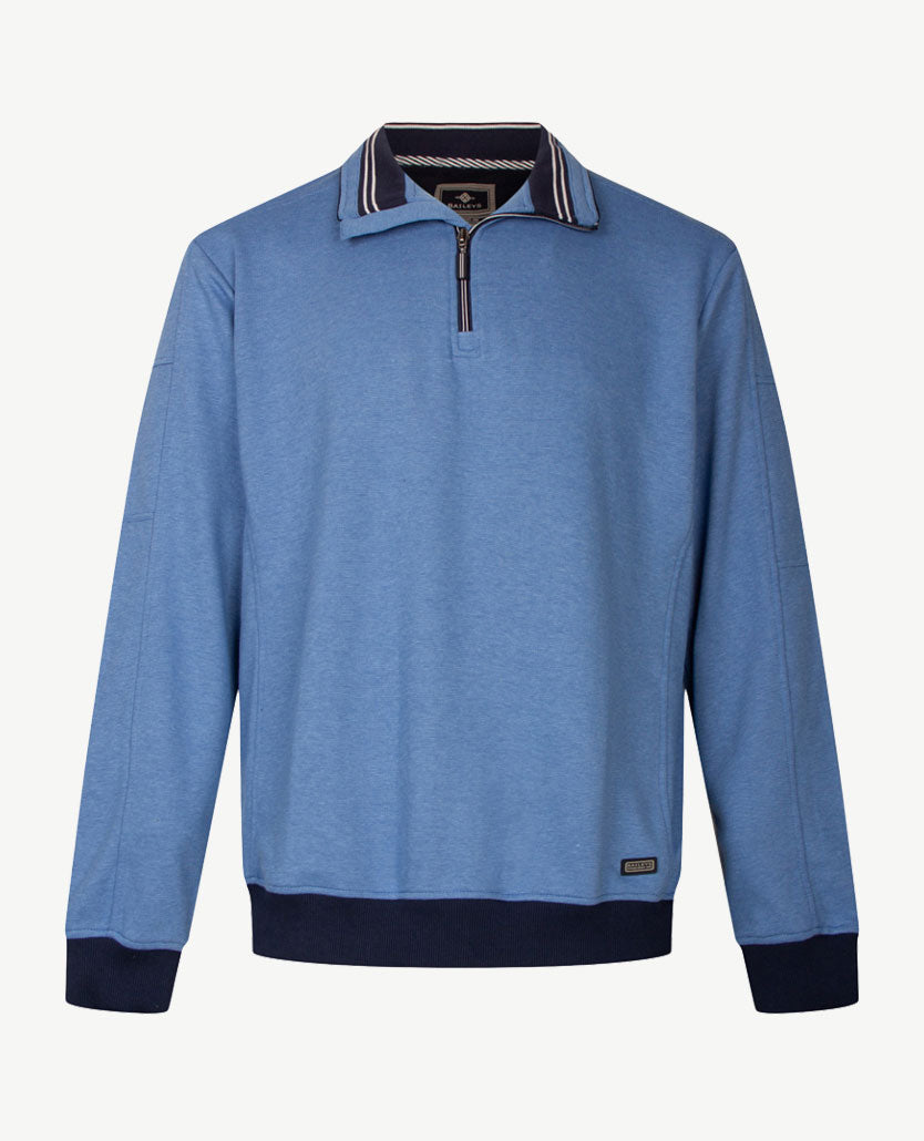 Baileys - Polo  met rits - Dunne streep - Middenblauw