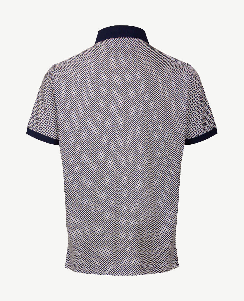 Baileys - Polo met borstzak - Blokje in navy met zalm, blue en wit