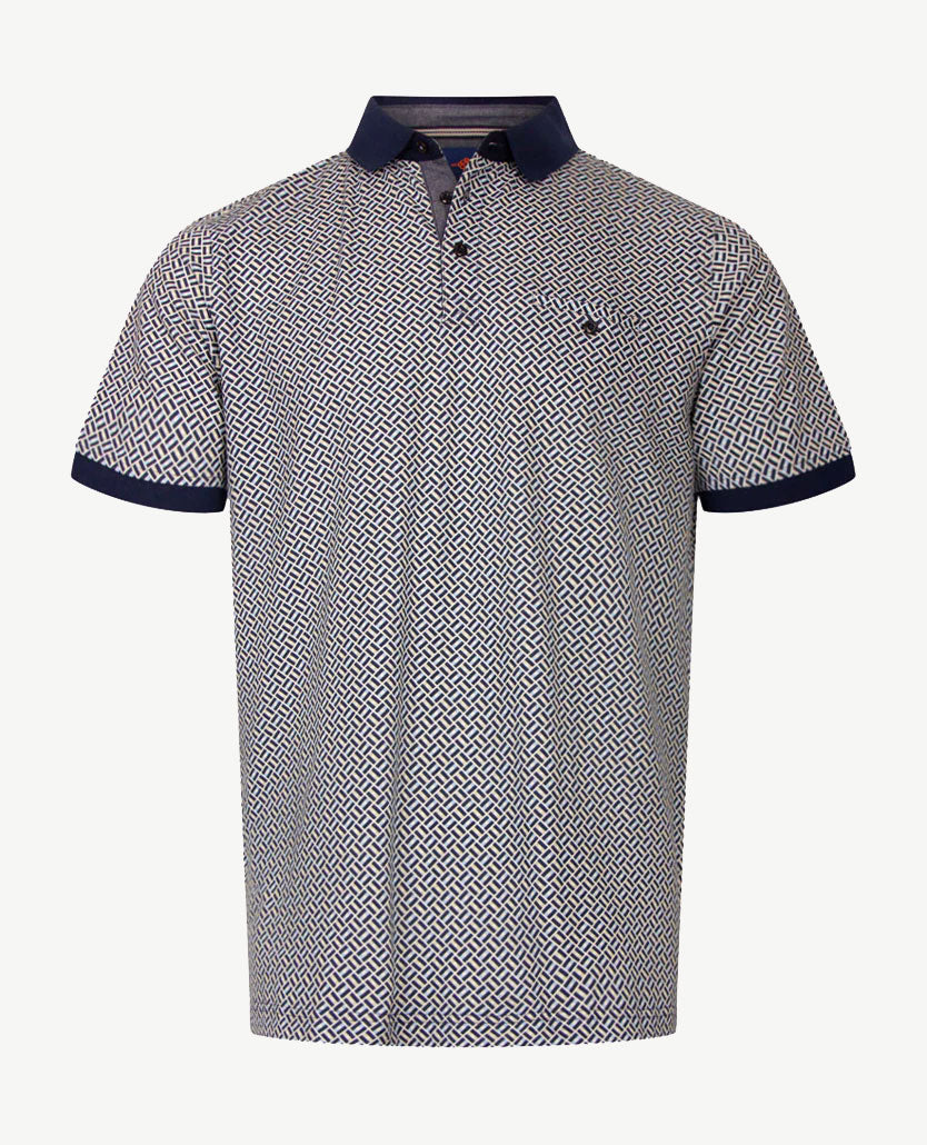 Baileys - Polo met borstzak - Blokje in navy met zalm, blue en wit