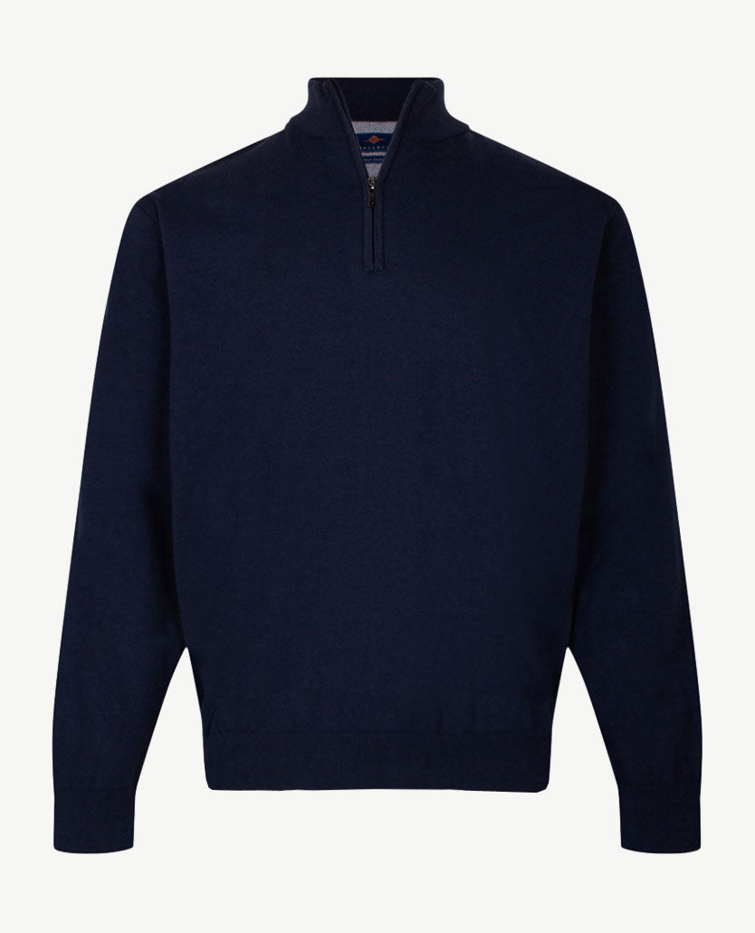 Baileys - Polo met rits - Gebreid - Marineblauw