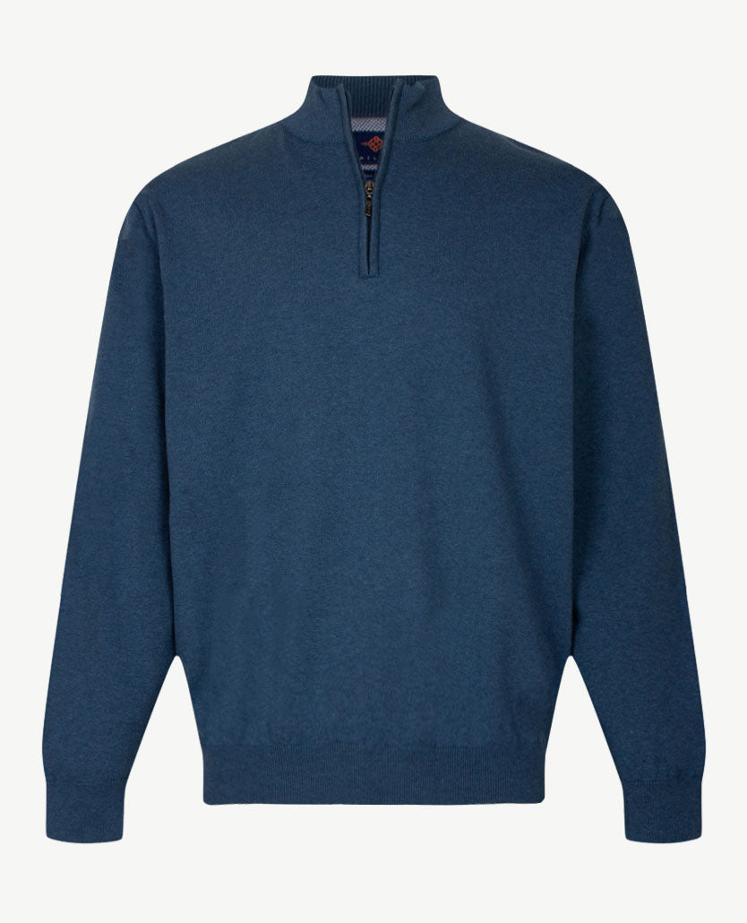 Baileys - Polo met rits - Gebreid - Rafblauw mêlée