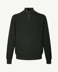 Baileys - Polo met rits - Ribbel gebreid - Two tone - Groen met navy