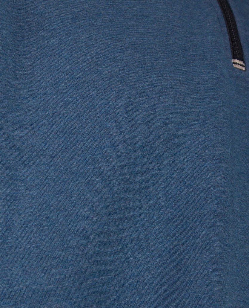 Baileys - Polo  met rits - Mêlée blauw met navy