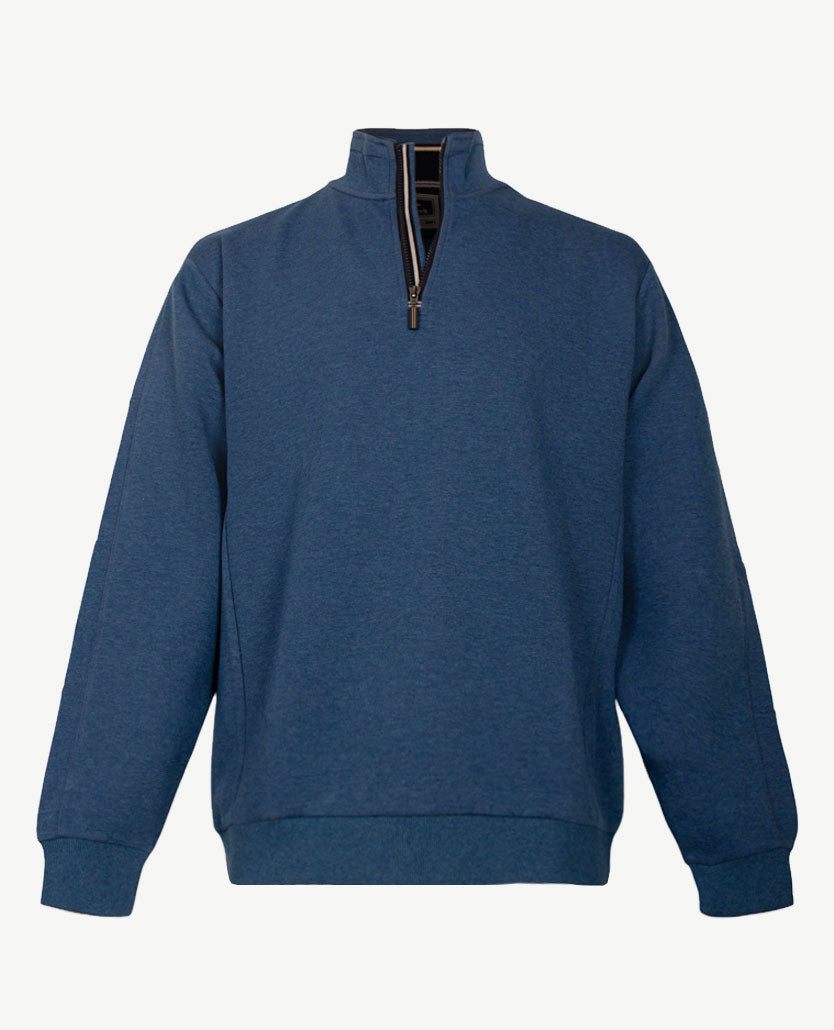 Baileys - Polo  met rits - Mêlée blauw met navy