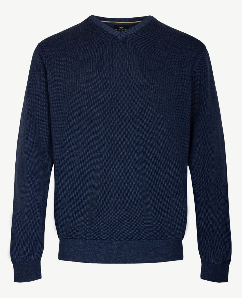 Baileys - V-hals - Structuurtje - Denimblue