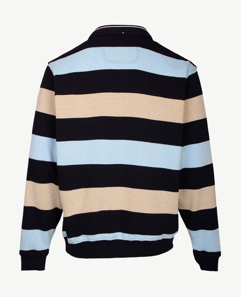 Baileys - Polo met rits - Streep in beige, blue en marineblauw