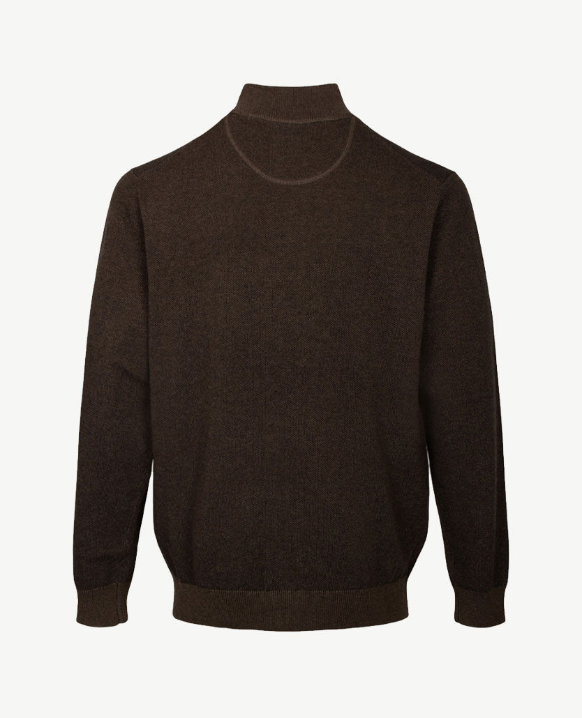 Baileys - Polo met rits - Gebreid - Two tone - Taupe met navy