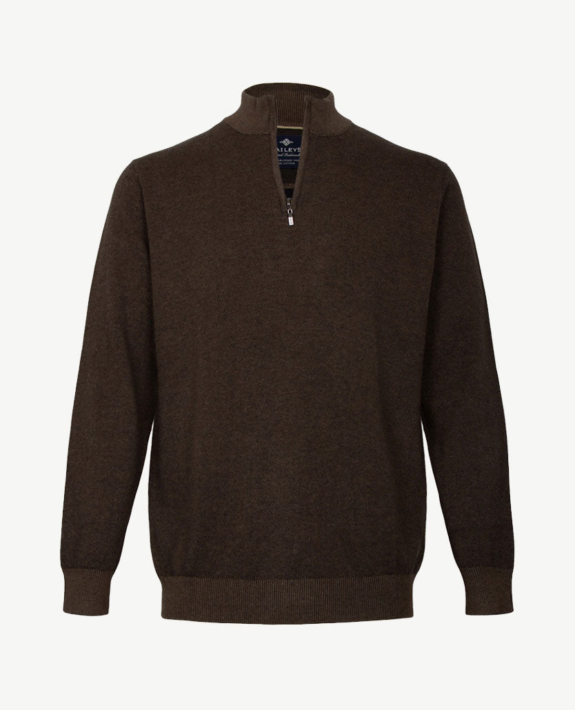 Baileys - Polo met rits - Gebreid - Two tone - Taupe met navy