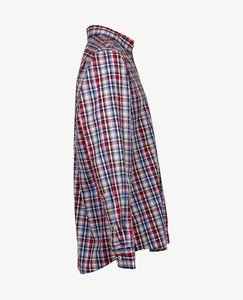 Brax - Daniel C - Overhemd in ruitje - Multi met beige, navy en rood