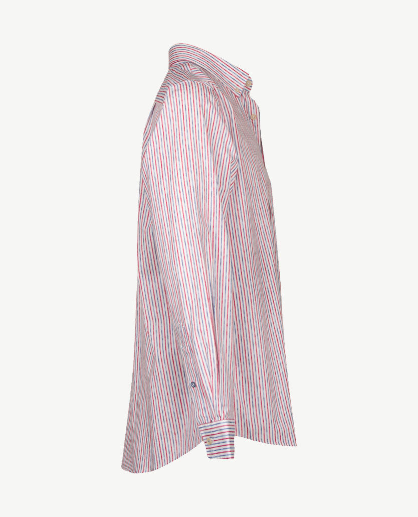 Brax - Daniel S - Overhemd - Streepje rood, wit en blauw