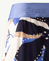 Brax Raphaela - Maine - Elastiek rondom - Techno jersey - Dessin kobalt en beige en off-white