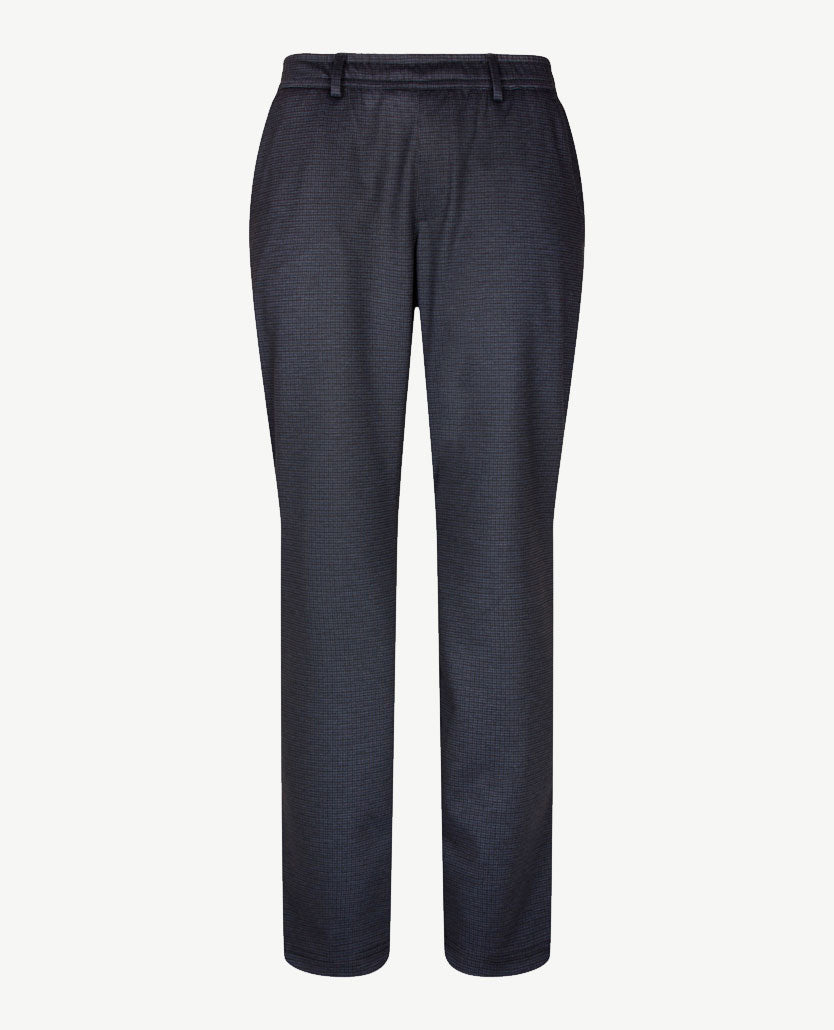 Brax - Thore - Herenbroek met elastiek rondom - Travel jersey - Ruitje navy met grijs en zwart