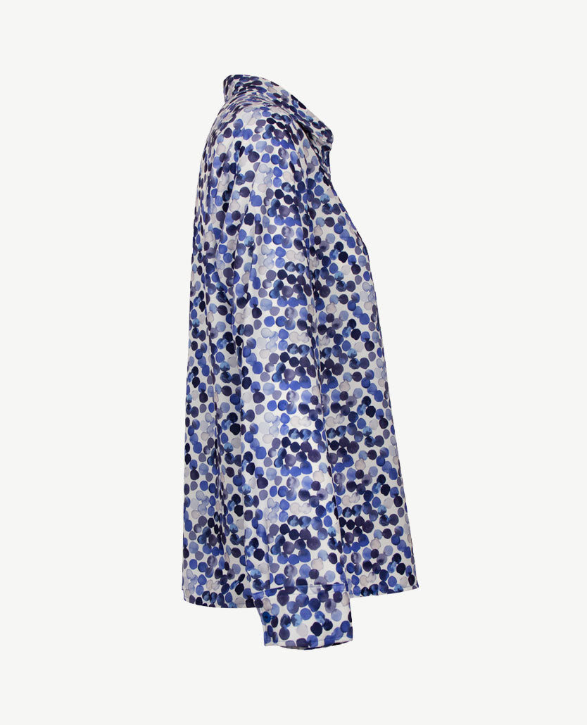 Erfo - Blouse - Nop dessin blauwen, grijs en wit