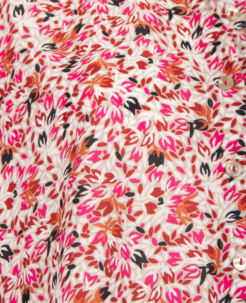 Erfo - Blouse - Dessin beige, zwart, pink en cognac
