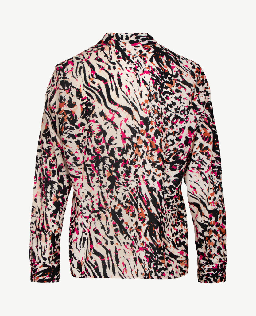 Erfo - Blouse - Dessin pink, beige, zwart