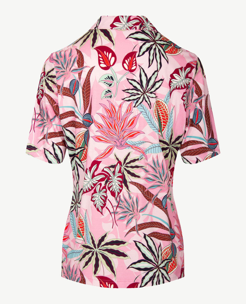 Erfo - Polo - Jersey - Bloemdessin met rose en groen, azuur en navy