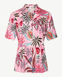 Erfo - Polo - Jersey - Bloemdessin met rose en groen, azuur en navy