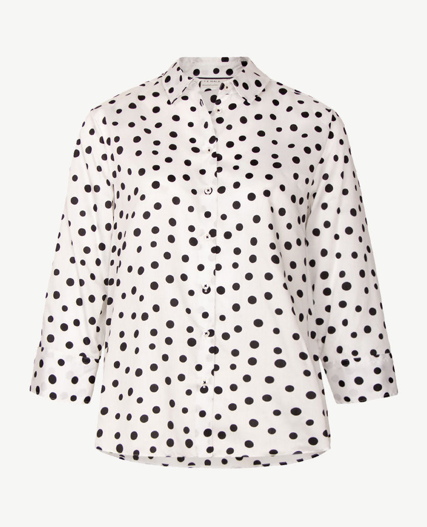 Eterna - Blouse - Met kraag - Nopje - Zwart en wit