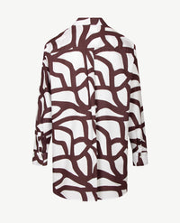 Eterna - lange blouse - Poplin - Wit met choco