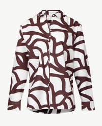 Eterna - lange blouse - Poplin - Wit met choco
